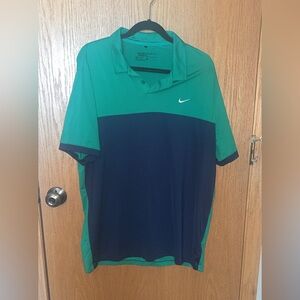 Nike Golf Dri-Fit Standard Fit Colorblock Polo Shirt Green/Navy Blue Men's Large